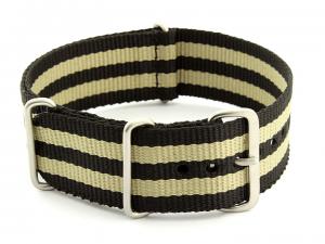 Nato Watch Strap Nylon G10 Black/Beige (5B) 01