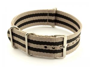 Nato Watch Strap G10 Military Nylon Divers Beige/Black (5) 24mm