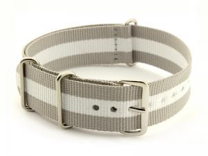 Nato Watch Strap G10 Military Nylon Divers Grey/White (3) 22mm