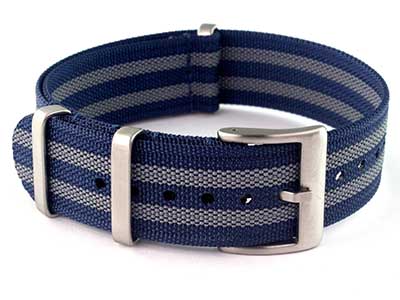 Ribbed Nylon Nato Watch Strap Military Divers Navy Blue/Grey (5) 20mm