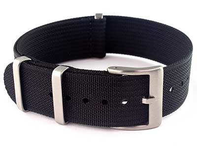 Ribbed Nylon Nato Watch Strap Military Divers Black 22mm