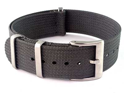 Ribbed Nylon Nato Watch Strap Military Divers Ash Grey 22mm