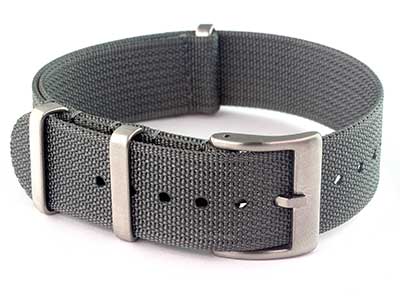 Ribbed Nylon Nato Watch Strap Military Divers Grey 19mm