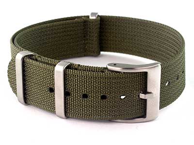 Ribbed Nylon Nato Watch Strap Military Divers Olive Green 21mm