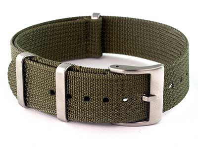 Ribbed Nylon Nato Watch Strap Military Divers Olive Green 24mm