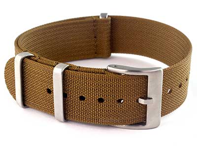 Ribbed Nylon Nato Watch Strap Military Divers Khaki-Brown 01