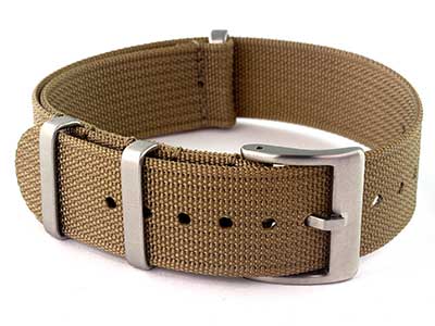 Ribbed Nylon Nato Watch Strap Military Divers Khaki 18mm