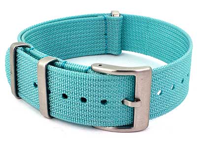 Ribbed Nylon Nato Watch Strap Military Divers Turquoise 20mm