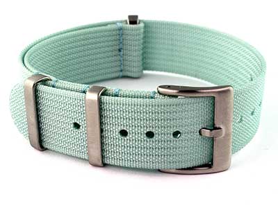 Ribbed Nylon Nato Watch Strap Military Divers Cyan 24mm