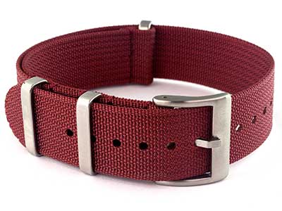 Ribbed Nylon Nato Watch Strap Military Divers Maroon 20mm