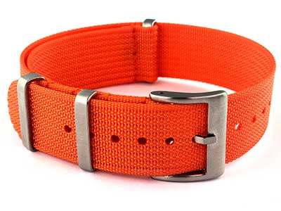 Ribbed Nylon Nato Watch Strap Military Divers Orange 01