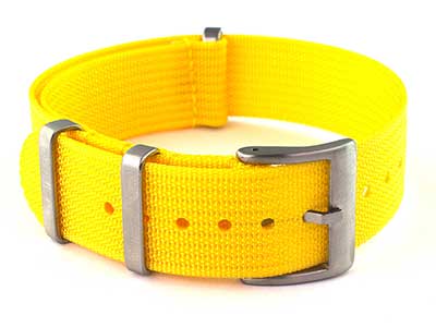 Ribbed Nylon Nato Watch Strap Military Divers Yellow 20mm