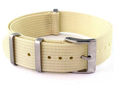 Ribbed Nylon Nato Watch Strap Military Divers Beige 20mm