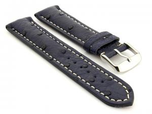 Ostrich Leather Watch Strap Navy Blue Emu 02