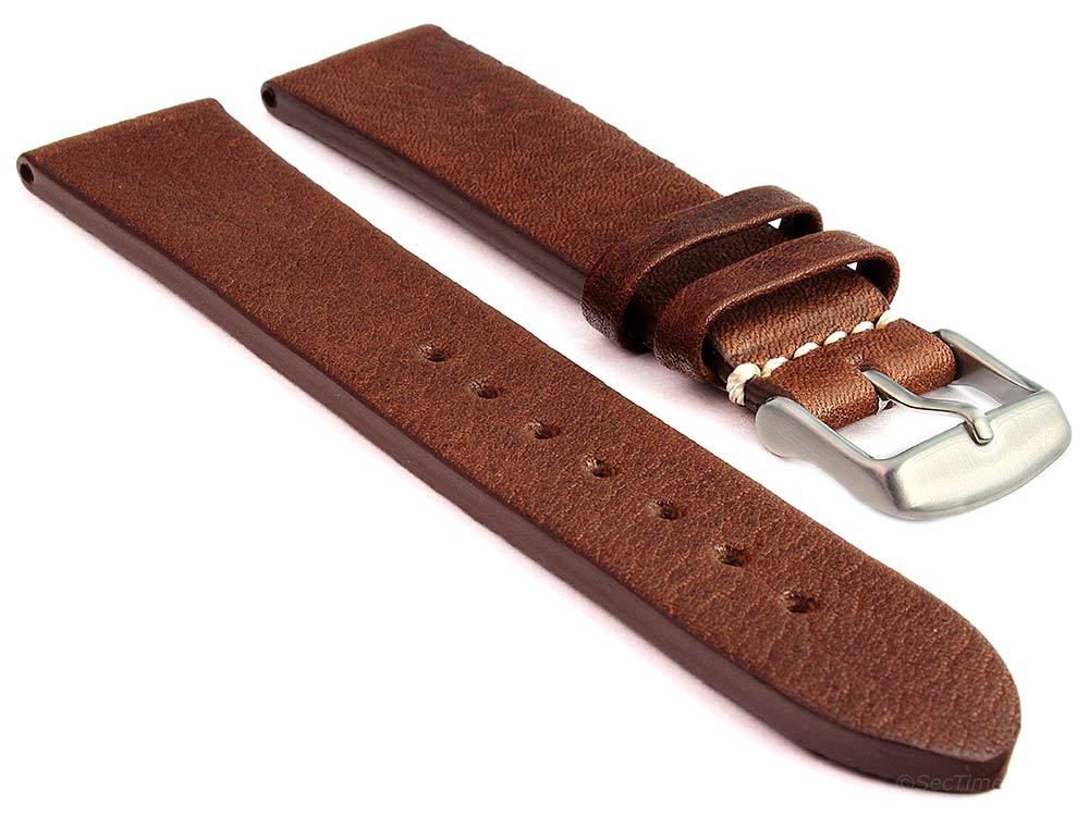 Genuine Leather Watch Strap Band Prague Dark Brown 01