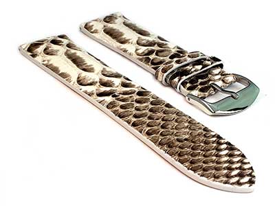 Genuine Snake Python Leather Watch Strap Band Beige (Black) 22mm