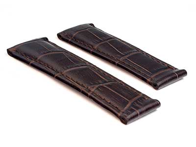 Genuine Leather Watch Strap Band Compatible with Rolex Daytona Dark Brown 01
