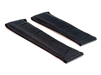 Genuine Leather Watch Strap Band Compatible with Rolex Daytona Black 01