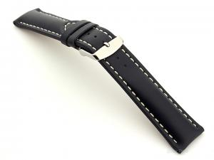 Padded Genuine Leather Watch Strap SAHARA Blue/White 20mm