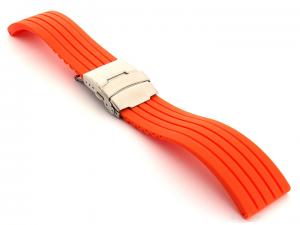 Silicone Watch Strap with Deployment Clasp Orange GS 02