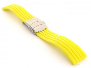 Silicone Watch Strap GS with Deployment Clasp Waterproof Yellow 20mm