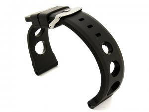 Silicone Watch Strap SH Perforated, Waterproof Black 18mm
