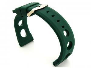 Silicone Watch Strap SH Perforated, Waterproof Green 24mm