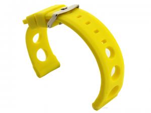 Silicone Watch Strap SH Perforated, Waterproof Yellow 20mm