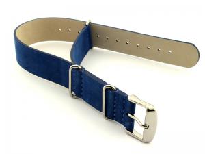 Suede Leather Nato G10 Military Watch Strap Blue 24mm