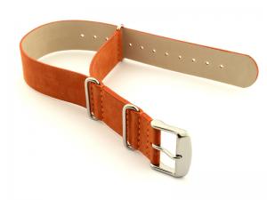 Suede Leather Nato G10 Military Watch Strap Orange 18mm