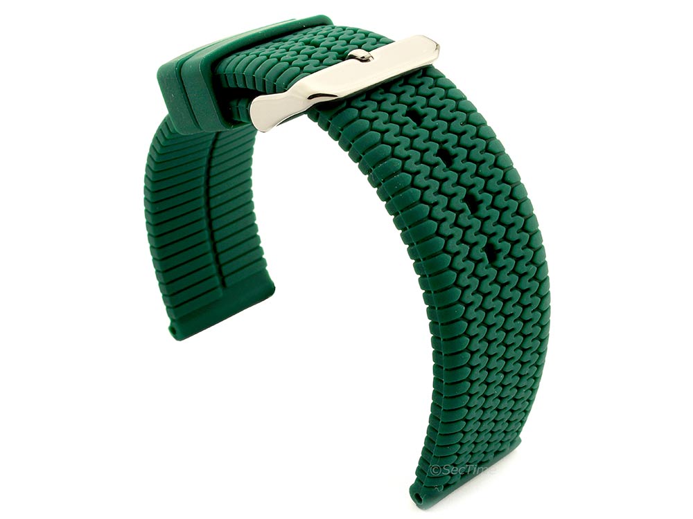 Silicone Watch Strap Summer Tread Waterproof Green 22mm