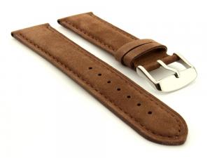 Suede Genuine Leather Watch Strap Teacher Cocoa 20mm