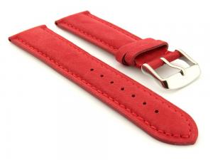 Suede Genuine Leather Watch Strap Teacher Red 24mm