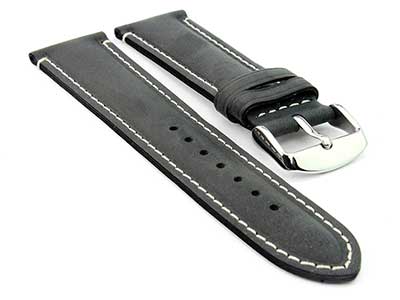 Genuine Leather Watch Strap Band Tourist Black 20mm