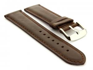 Extra Long Genuine Leather Watch Strap Twister Dark Brown / Brown 20mm