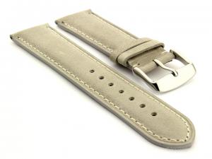 Flat Leather Watch Strap Grey with White Stitching Twister 01 02