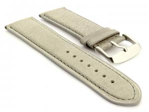 Flat Leather Watch Strap Grey with Grey Stitching Twister 01 02