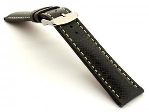 Cross Taiga Pattern Leather Watch Strap Vega Black / White 20mm