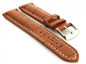 Leather Watch Strap VIP - Alligator Grain Brown 20mm