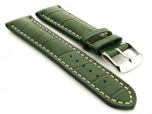 Leather Watch Strap VIP - Alligator Grain Green 24mm