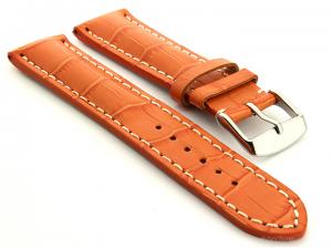 Leather Watch Strap VIP - Alligator Grain Orange 24mm