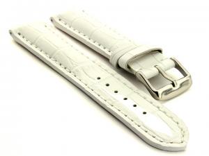 Leather Watch Strap VIP - Alligator Grain White 24mm