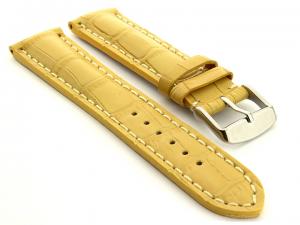 Leather Watch Strap VIP - Alligator Grain Yellow 22mm