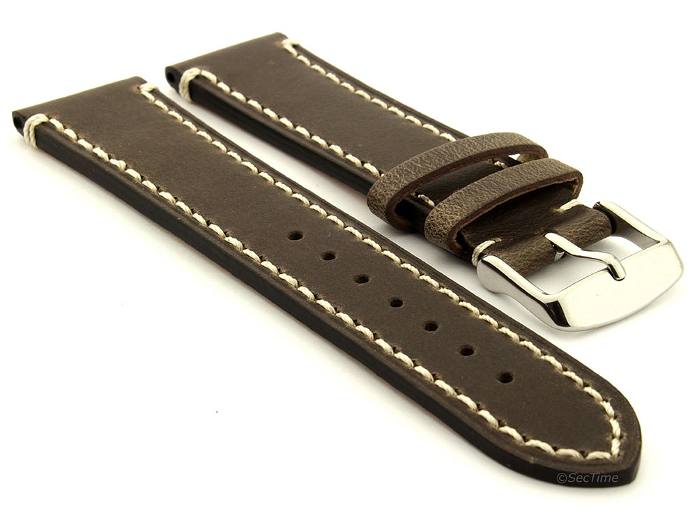 Genuine Leather Watch Strap Band Vito Dark Brown 26mm