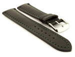 Padded Watch Strap Band CANYON Genuine Leather Black/Green 24mm
