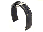 Genuine Leather WATCH STRAP Catalonia WAXED LINING Navy Blue/White 22mm