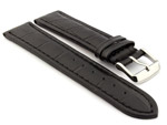 Leather Watch Strap CROCO RM Black/Black 22mm