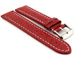 Leather Watch Strap CROCO RM Red/White 22mm