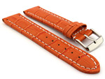 Leather Watch Strap CROCO RM Orange/White 18mm