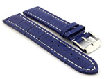 Leather Watch Strap CROCO RM Blue/White 22mm